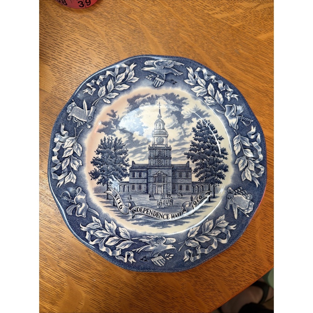 Blue Independence Hall Bicentennial 7.5" Plate 1976 England Wedgewood for Avon